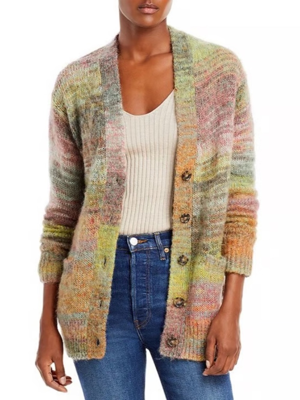 Re/Done 90's Cardigan Lime Spaced Size S